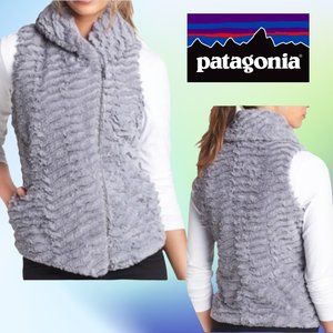 PATAGONIA Feather Gray Pelage Faux Fur Fleece Vest Sz Small